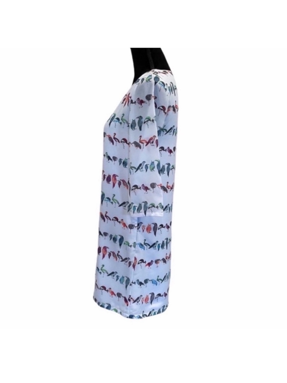Ted Baker whimsical pastel blue short sleeve feminine bird print dress size 0 - Picture 4 of 12